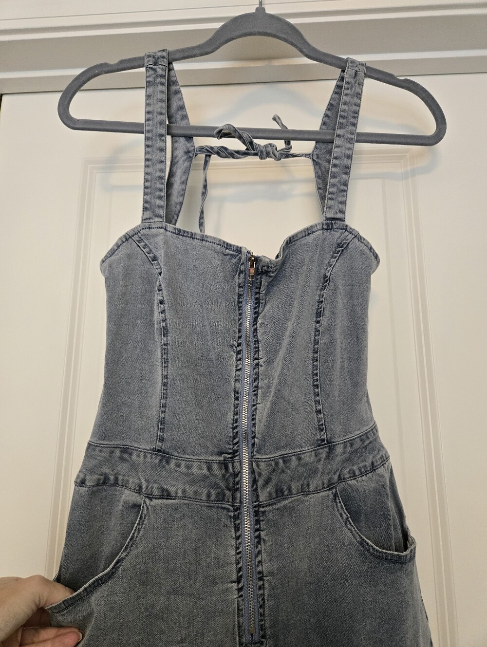 Lulu's Kendra Washed Blue Denim Overalls Jumpsuit NWT SIZE MEDIUM - Picture 4 of 8